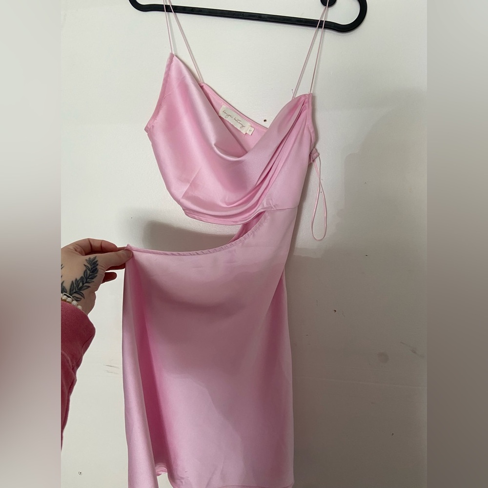 Pink Satin Mini Dress